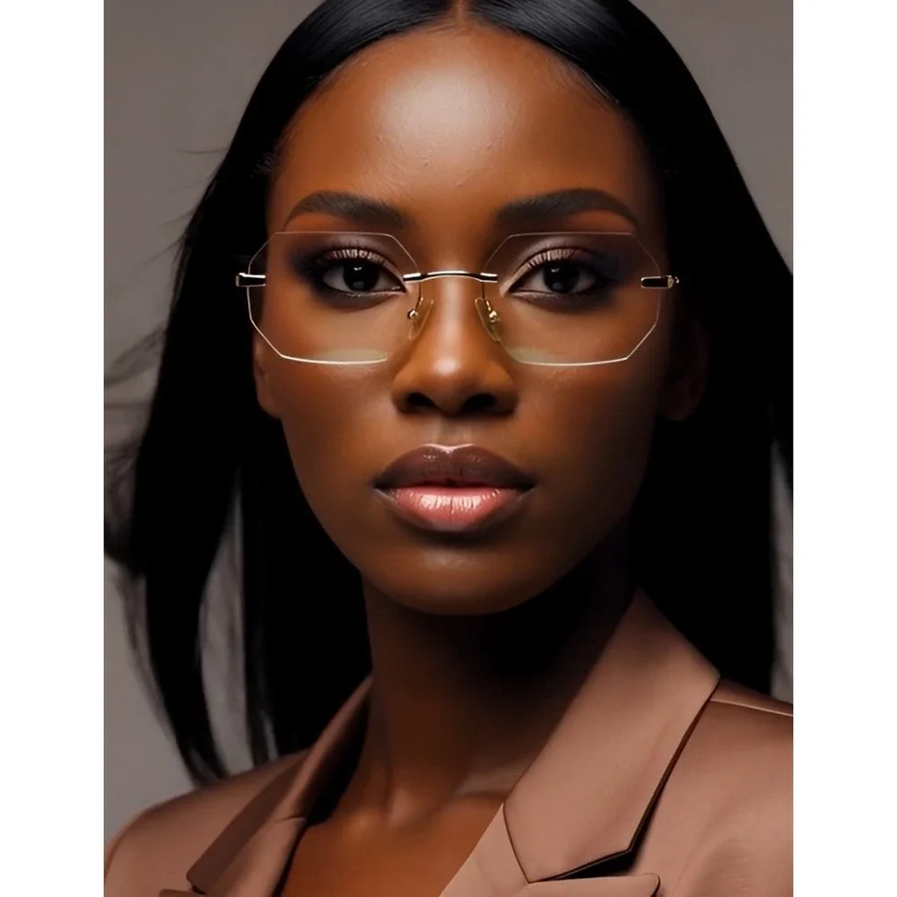Eyeglasses Cutout‎ Clear Lens Glasses Gold Frame Women Fashion Accessory Gafas